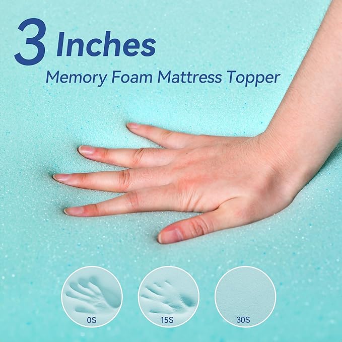 3 Inch Gel Memory Foam Mattress Topper California King Size for Back Pain, Cooling Mattress Pad Bed Topper with Removable and Washable Bamboo Cover, CertiPUR-US & Oeko-Tex Certified – White