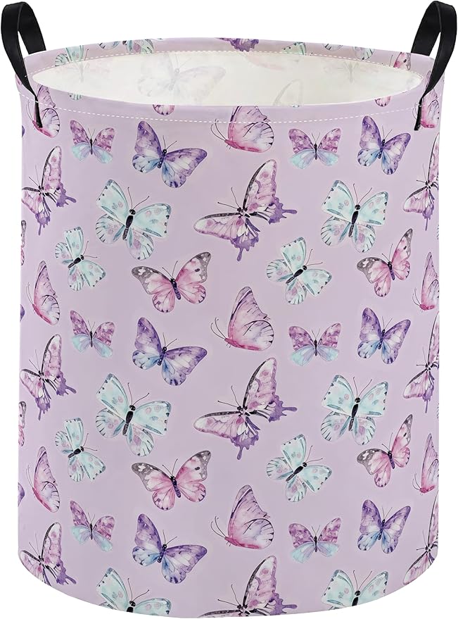 Kids Laundry Basket Animal Hamper for Nursery Butterfly Hamper Cute Kids Storage Bin Organizer Room Decor for Home(Butterfly) by DDBASKET