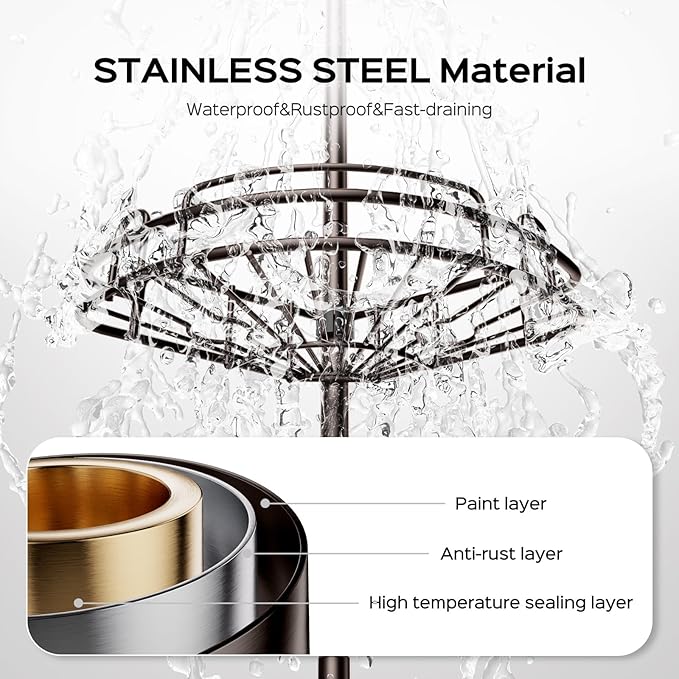 HAMITOR Shower Caddy Tension Pole: 4-Tier Rustproof Bathroom Corner Shelf Organizer for Renters - No Drill Large Shampoo Storage Rack Adjustable 47-121 Inch - Space Saving Bathtub Accessory - Bronze - Image 3