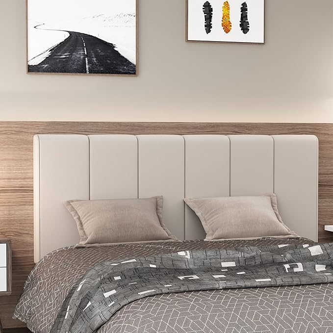 HAOBO Home Upholstered Headboard Foldable King Size Headboards Eastern King/California King Faux Leather Panel with Height Adjustments-White