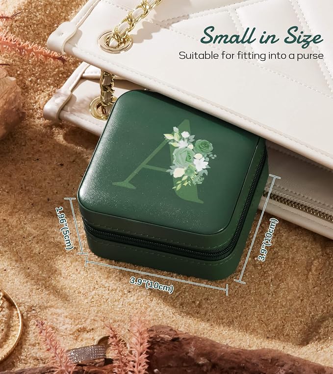 Enthralite Travel Jewelry Box for Gift: Traveling Jewelry Case for Girls Women - Mini Organizer for Necklaces Earrings Green S - Image 3