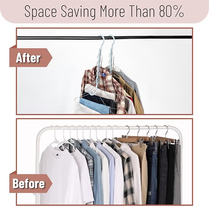 Mr. Pen- Space Saving Hangers for Clothes, 16 pcs, Pastel Colors, Plastic Multi Clothes Hangers Space Saving, 5 Slots, 360° Rotating Hooks - Image 6