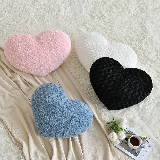 Heart Pillow, Soft Heart Shaped Pillow with Room Decorative Throw Pillows for Bed Couch Chair Sofa, Heart Shaped Cute Throw Pillow Cushion for Bedroom Living Room (Grey Blue, Large 19.6" x 15.7")