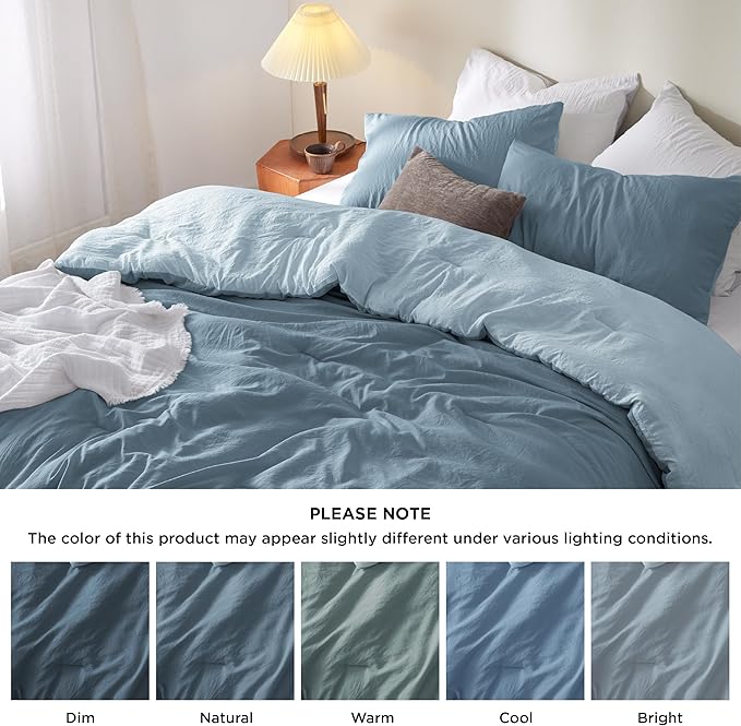 Bedsure King Comforter Set, Mineral Blue Soft Prewashed Bedding for All Seasons, 3 Pieces GentleSoft™ Bed Set, 1 Lightweight Comforter (104"x90") and 2 Pillowcases (20"x36")