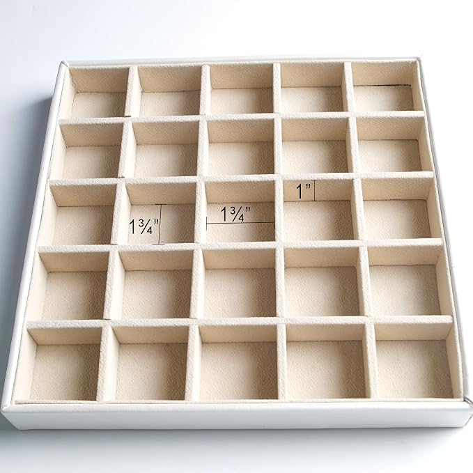 Frebeauty Earring Organizer Classic Jewelry Box 50 Slots Double Layer Jewelry Storage Case with 6 Necklace Hook and Bracelet Pocket(Pearl White) - Image 6