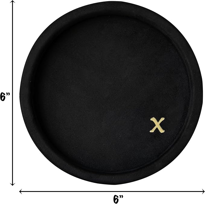 COLLECTIVE HOME - Velvet Jewelry Tray, 6" Monogrammed Jewelry Dish, Smooth Velour Display Dish for Rings, Earrings, Necklaces, Makeup, Personalized Gifts for Women (Black-x) - Image 2