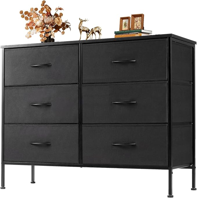 OLIXIS 6 Drawers Storage Organizers Units, Closet Organizers and Storage for Clothes, Fabric Storage Drawer TV Stand for Living Room, Chest of Dresser in 31.5" D x 11.8" W x 31.5" H, Black by OLIXIS