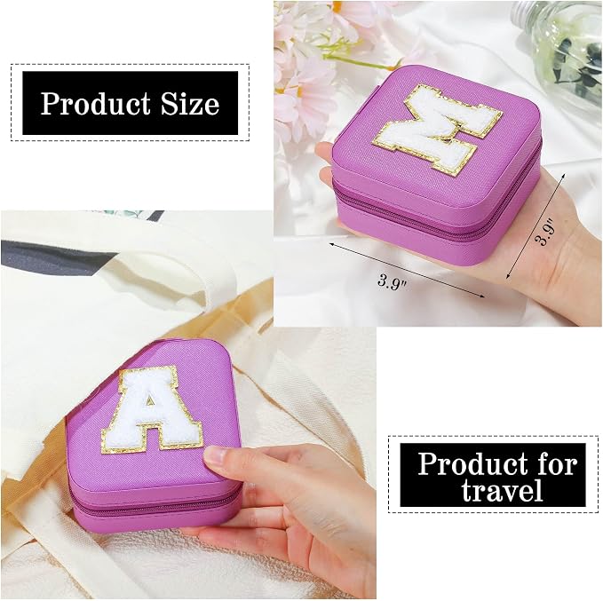 Parima Gifts for Grandkids Teenage Girls Her - Purple Travel Jewelry Case, Personalized Jewelry Box - Mother's Day Gift, Letter A - Image 7