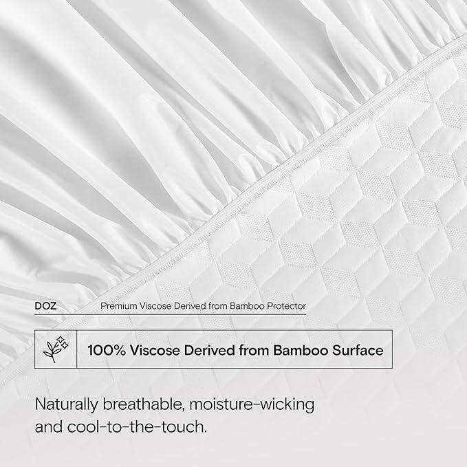 DOZ Mattress Protector, 100% Viscose Derived from Bamboo Surface, 3D Air Fabric Mattress Cover, 100% Waterproof, Ultra Soft, Noiseless, Machine Washable, 16 inch Deep Pocket (Twin)