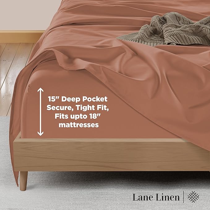 LANE LINEN Split King Sheet Sets for Adjustable Beds - 5 PCs, 600 Thread Count Split King Sheets Set - Sateen King Split Sheets for Adjustable Bed - Split Top King Sheets Set for Bed - Rose Dawn