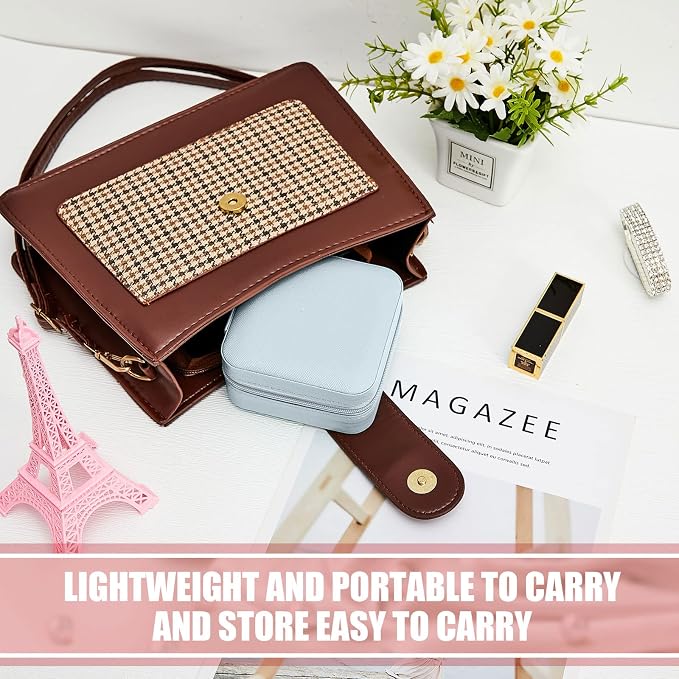 Taiyin Travel Jewelry Case, Bridesmaid Gifts Mini Jewelry Organizer, PU Leather Portable Earring Box for Women Girls - Image 4