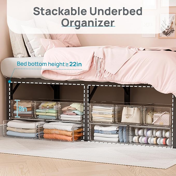 Vtopmart 5 Pack Large & Medium Stackable Drawer Organizer Set, 108QT Easy Assembly Clear Plastic Storage Cabinet, Durable Dresser for Closet, Bedroom, Entryway, Playroom & Apartment Organization - Image 6