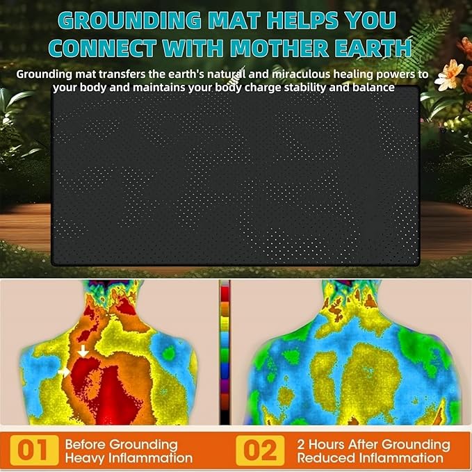 Grounding Mat for Bed, OuDilee Grounding Sleeping Mat King Size, Anti-Slip Earthing Pad with Grounding Cord for Relieve Pain & Better Sleep (King)