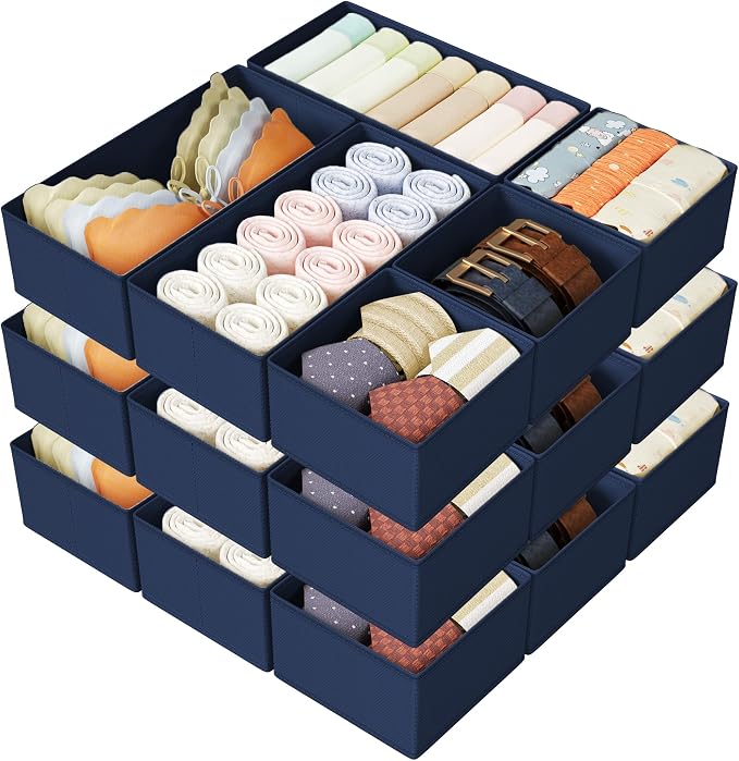 DIMJ Drawer Organizer Clothes Storage - 18 Pack Baby Dresser Organizer for Nursery, Foldable Drawer Dividers for Bedroom Closet Organization, Fabric Storage Bins for Socks, Underwears, Bras by DiMJ