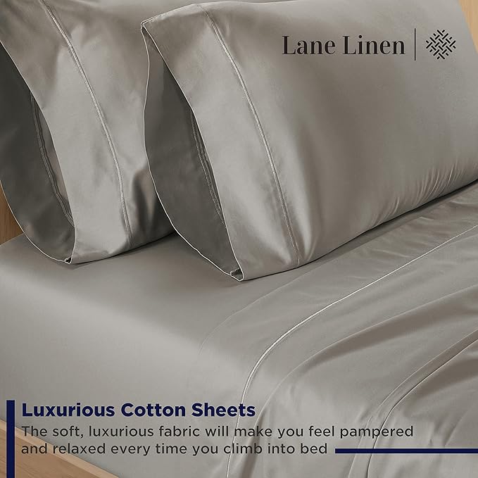 LANE LINEN Split King Sheet Sets for Adjustable Beds - 5 PCs, 600 Thread Count Split King Sheets Set - Sateen Weave King Split Sheets for Adjustable Bed Luxury Hotel Thick Bedding - Silver