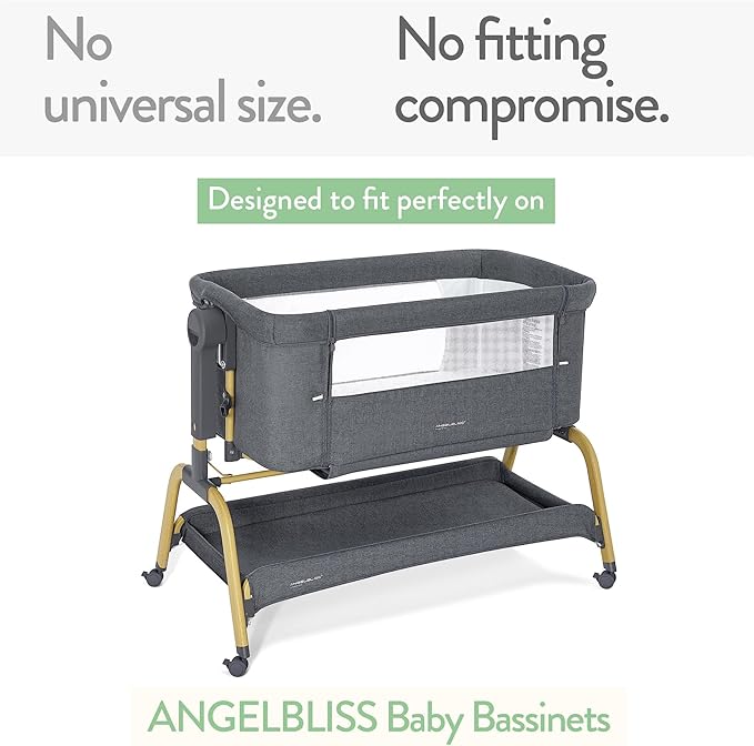 Joey + Joan Waterproof Bassinet Mattress Pad Cover Compatible with ANGELBLISS Baby Bassinet – 2 Pack Quilted Mattress Protector Made from Ultra Soft Bamboo Viscose Terry – 21" x 33"