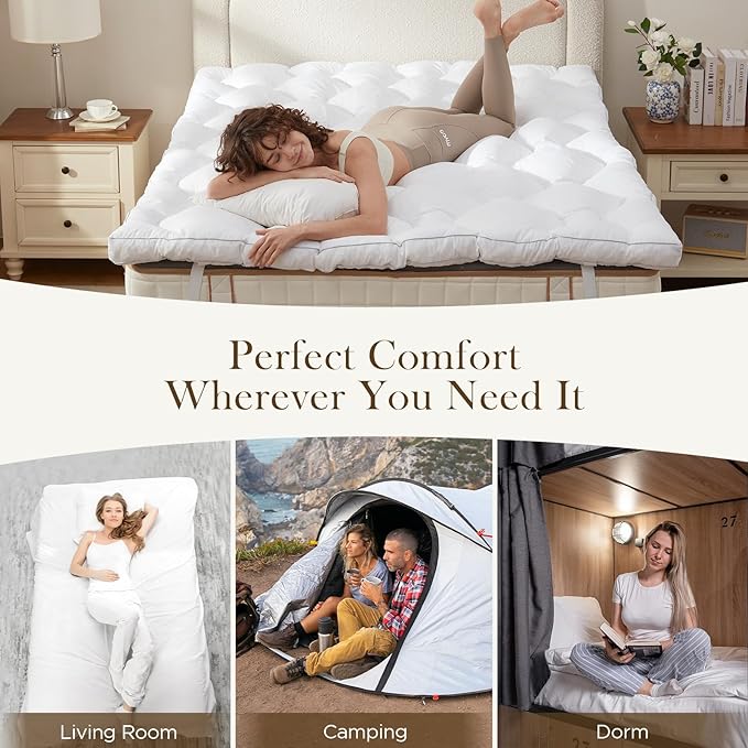 Decroom 3 Inch Memory Foam Mattress Topper King for Back Pain Relief, Filled with Breathable Memory Foam Pillow Topper Soft Fluffy Supportive Bed Mattress Pad, 80x78x3 in