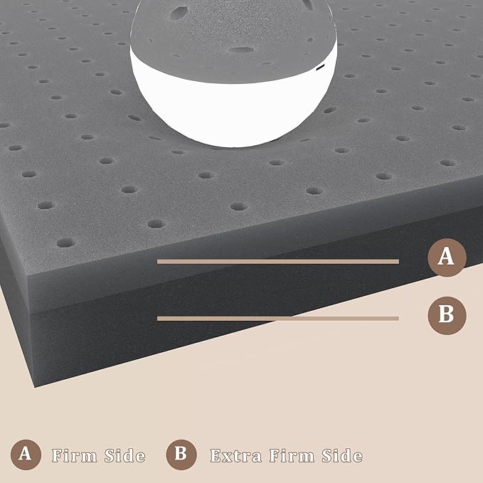 Sleepmax Extra Firm Mattress Topper Queen Size 3 Inch - Extra Hard Memory Foam Bed Topper Pressure Relief - Cooling High-Density Foam Mattress Pad - No Odor, CertiPUR-US Certified, Back Side Sleepers