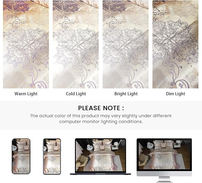 Jacquard Full Comforter Set with Sheet Set Gold Bedding Set 8 Pcs Embroidery Neoclassical Floral Pattern Bed Home Decor Soft Down Comforter Luxury Hotel Silky Bed in a Bag with 1 Cushion Cover