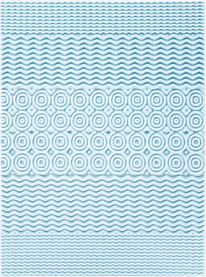 Mellow 3 Inch 5-Zone Memory Foam Mattress Topper, Cooling Gel Infusion, Dorm Essentials, Full Blue