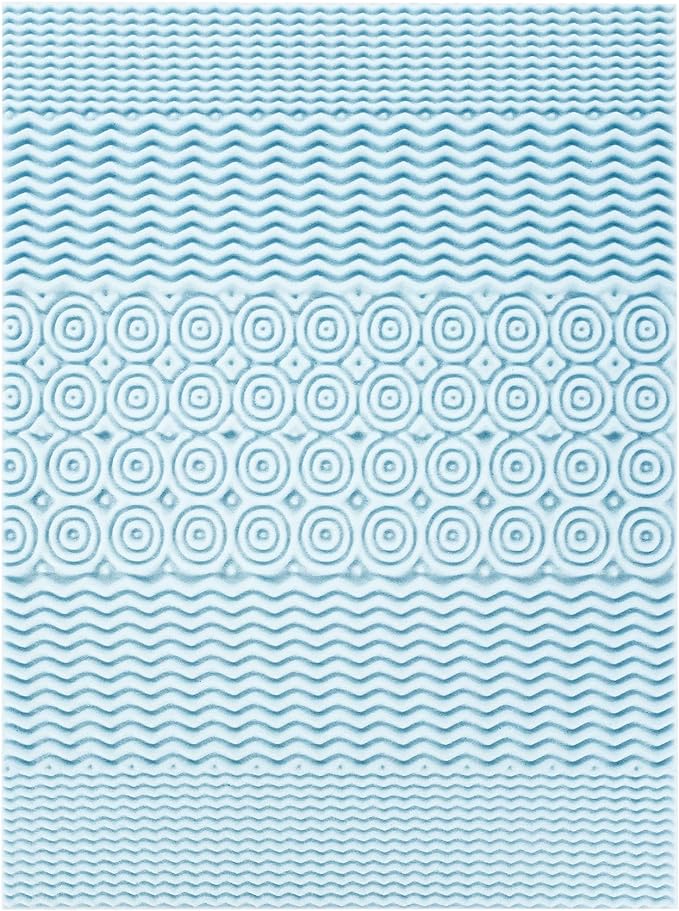 Mellow 3 Inch 5-Zone Memory Foam Mattress Topper, Cooling Gel Infusion, Dorm Essentials, Queen Blue