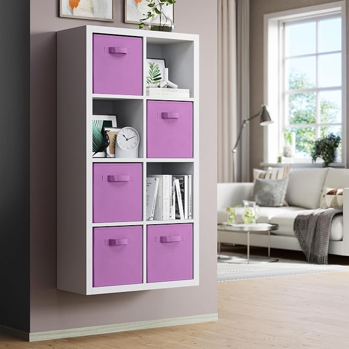 Storage Cubes Pack Of 8 - Standard Size Cube Storage Bin 10.5x10.5x11 With Dual Handles For Easy Carrying- Fabric Storage Bins Collapsible (Purple) - Image 3