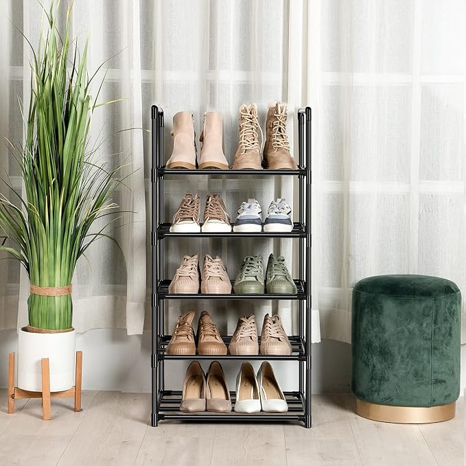 OYREL Shoe Rack, Sturdy Metal Shoes Rack Organizer,Narrow Shoes Stand Shelf 5 Tier Shoe Racks for Closets Small Space - Image 2
