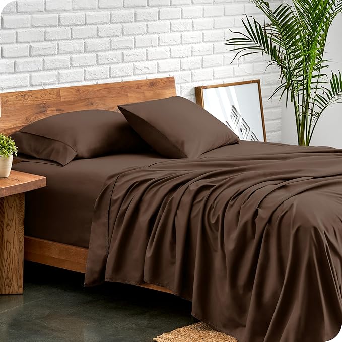 Bare Home King Sheet Set - 1800 Ultra-Soft Microfiber King Bed Sheets - Double Brushed - Deep Pockets - Easy Fit - 4 Piece Set - Bedding Sheets & Pillowcases (King, Cocoa)