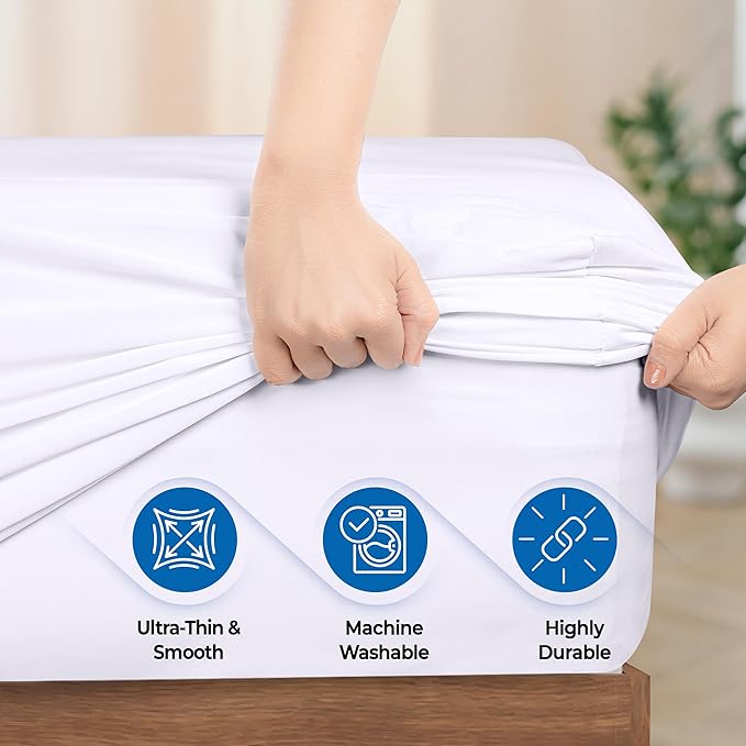 Utopia Bedding Waterproof 5-Sided Mattress Protector Full Size, Premium Breathable Mattress Cover, Fitted Style with Stretchable Pockets (White - Pack of 2)