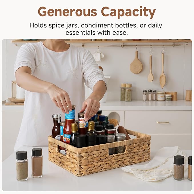 StorageWorks Pantry Baskets, Wicker Storage Baskets for Organizing, Shelves, Pantry Organizers and Storage, Water Hyacinth, 15½"L x 11¾"W x 4 ¾"H - Image 4