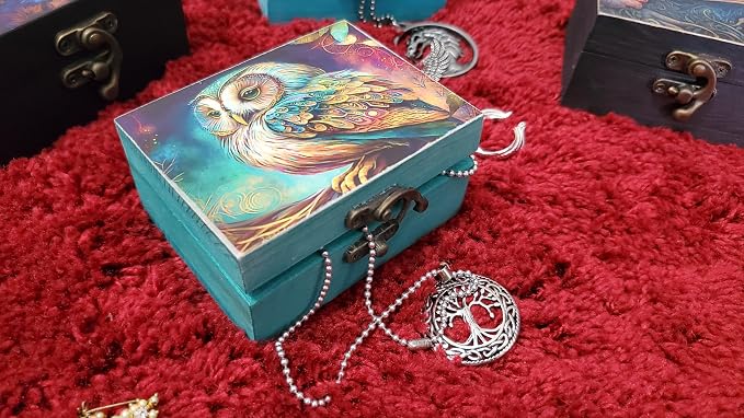 Owl Trinket Box Small Jewelry Keepsake Box | Earrings Necklace Storage Box for Girls Women | Owl lovers Gift Idea Valentine's Day, Birthday Christmas, Weddings, Animals Ornaments for Home Décor - Image 2