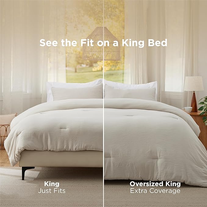 Bedsure California King Comforter Set, Beige Soft Prewashed Bedding for All Seasons, 3 Pieces GentleSoft™ Bed Set, 1 Lightweight Comforter (104"x96") and 2 Pillowcases (20"x36")