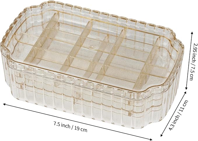 LETURE 3-Layer Jewelry Organizer Box for Earrings, Rings, Necklaces, Bracelets, Clear Plastic Bead Storage Containers for Crafts (Gold) - Image 7