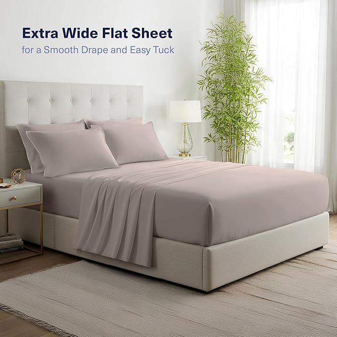 Kickoff Viscose Bamboo Sheets Queen Size 4-pc 100% Organic Bamboo Viscose Bed Cooling Sheets Queen Size Set Cool Bedding for hot Sleepers Sheet, Flat, Fitted, Pillowcases (Dark Grey, Q)