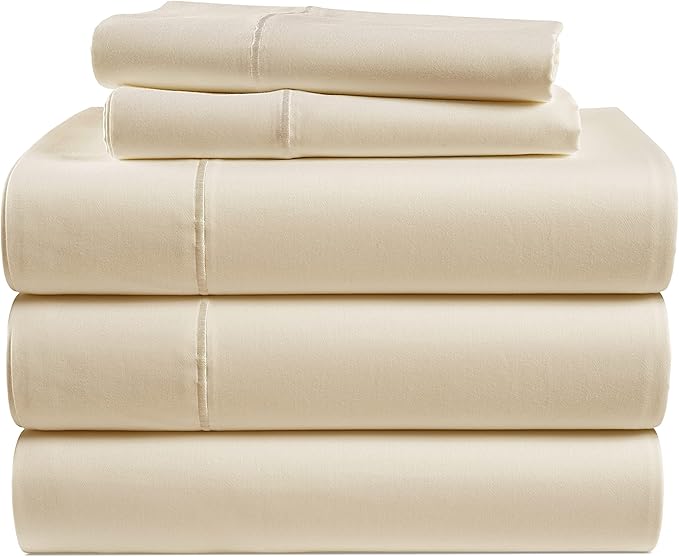 LANE LINEN 100% Egyptian Cotton Split King Bed Sheets for Adjustable Beds Soft & Comfy Sateen Weave for Silky Smooth Finish, Available in Variety of Colors - Ivory