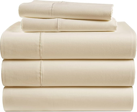 LANE LINEN 100% Egyptian Cotton Split King Bed Sheets for Adjustable Beds Soft & Comfy Sateen Weave for Silky Smooth Finish, Available in Variety of Colors - Ivory