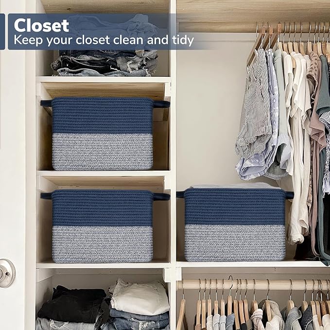 Goodpick Cube Storage Bins - Shelf Baskets for Towel Book Clothes, Closet Storage Bins for Office Woven Toy Basket for Shelves Baby Laundry Basket, 13''x10''x 9'' - Image 5
