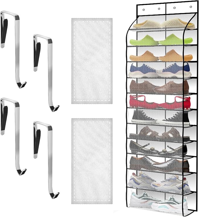 Kotkn Over The Door Shoe Organizer with 12 Large Breathable Pockets - Durable Hanging Storage for the Entire Family's Shoes (White) by Unknown