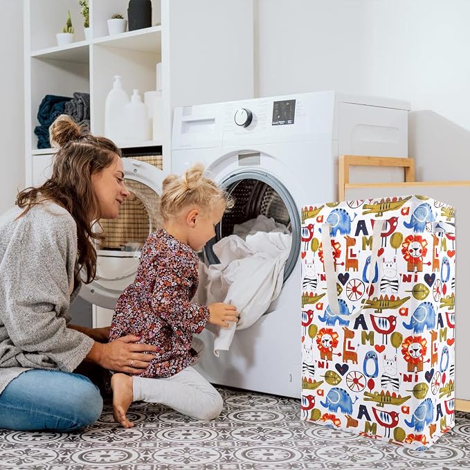 Odonata Slim Laundry Hamper Handles Collapsible Laundry Basket Thin Dirty Clothes Basket Narrow Laundry Bag Foldable Dirty Hamper 48L (Animal) - Image 5