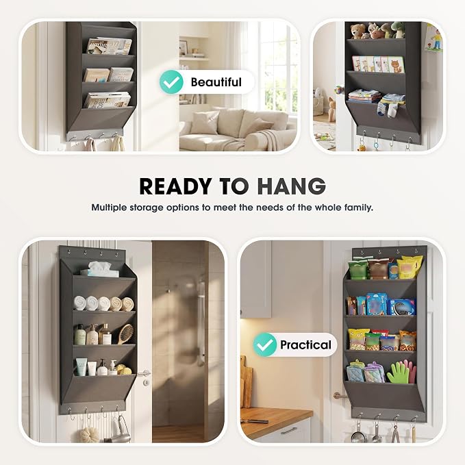 WVM Over The Door Shoe Organizer with Large Deep Pockets, Hanging Closet Shoe Rack for Large Shoes, Boots, Multifunctional Entryway Door Hanger with Hooks - Image 5