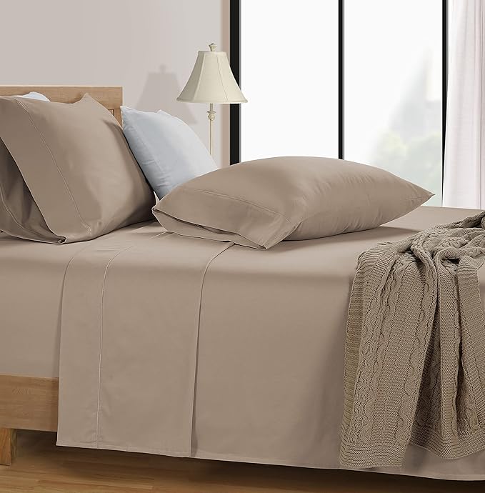 LANE LINEN Split King Sheet Sets for Adjustable Beds - 5 PCs, 600 Thread Count Split King Sheets Set - Sateen Weave King Split Sheets - Split Top King Sheets Set for Adjustable Bed - Taupe