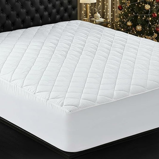 Utopia Bedding Quilted Fitted Mattress Pad, Twin Size, Elastic Fitted Mattress Topper Protector and Cover with Deep Pocket Stretches up to 16 Inches, Machine Washable (White)
