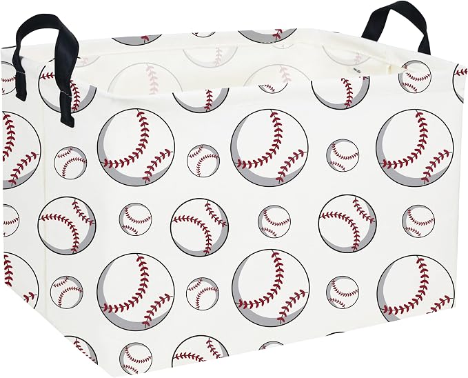 Rectangular Baseball Baskets Easter Gift Basket Empty Kids Storage Bins Baby Boy Basket Kids Toy Storage Bin Organizer Box Room Decor for Home(Neat Baseball) by DDBASKET