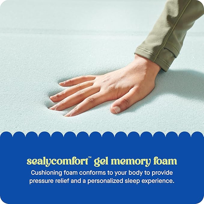 Sealy Dreamlife 3” Gel Memory Foam King Mattress Topper with Cooling Cover, SealyComfort Gel Foam, SealyCool Stretch Knit Cover with Corner Straps