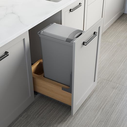 Dowell Single 50Qt Undermount Trash Pull-Out Waste Container with Full Extension Soft-Close Slides, Bottom Mounted, Face Frame/Frameless Min. Cabinet Opening: 12-1/2 Inch Wide-4008 0115 50 - Image 7