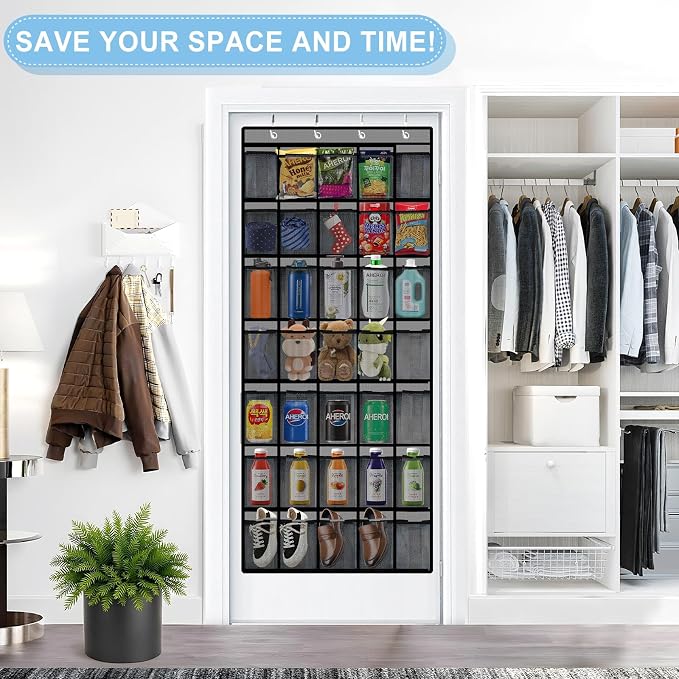 Aheroi Over the Door Shoe Organizer, 35 Pockets Mesh Shoe Organizer Door Hanger, Large Hanging Shoe Rack Holds Up to 40 lbs, Closet Shoe Behind Door Rack, Gray Durable Storage Hanging Bag - Image 6