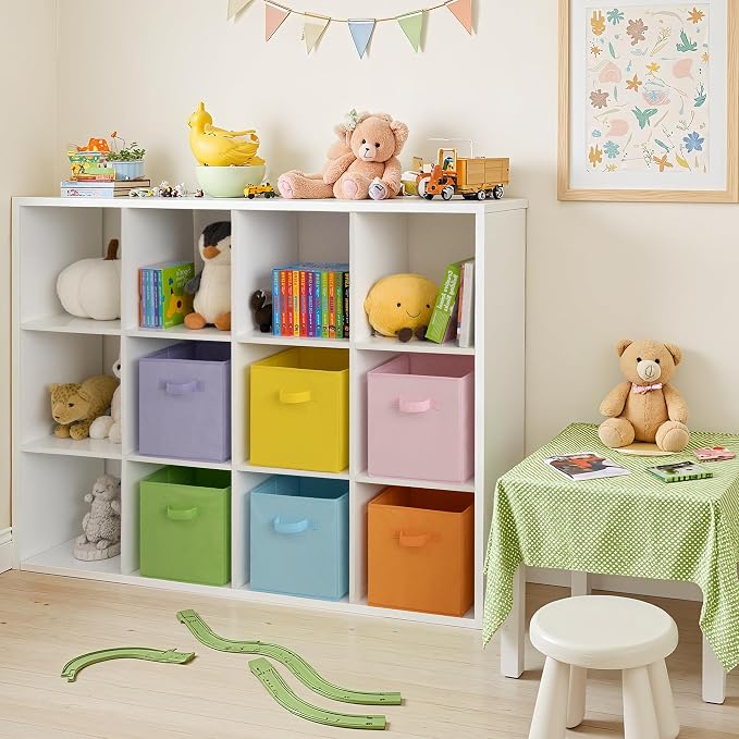 Cupic Cupid 11 Inch Storage Cube, Fabric Cube Storage Bin with Handles, Storage Cube Organizer for Clothes and Toys, Collapsible Cube Bins for Closet, Shelves, Nursery, 6-Pack, Pastel Colors - Image 4
