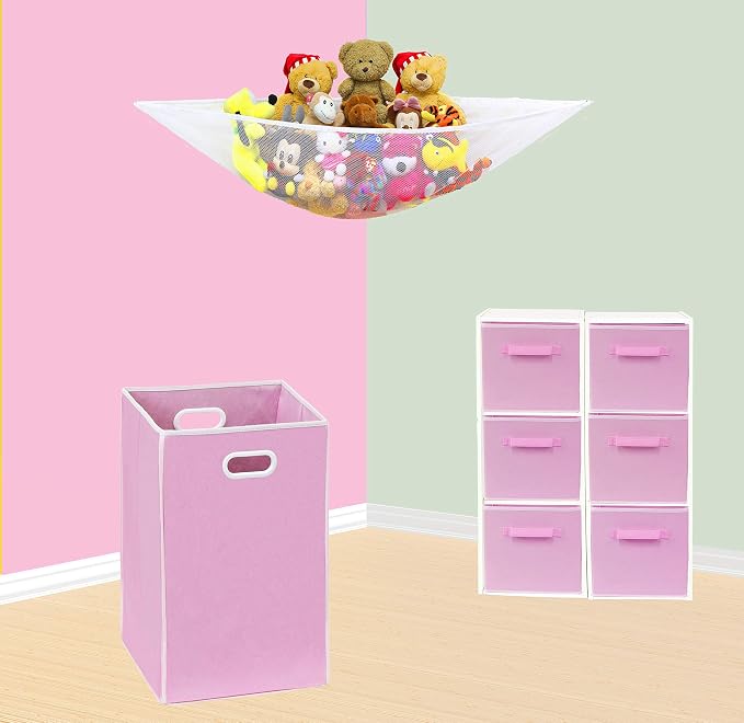 Simple Houseware Foldable Closet Laundry Hamper Basket, Pink - Image 4