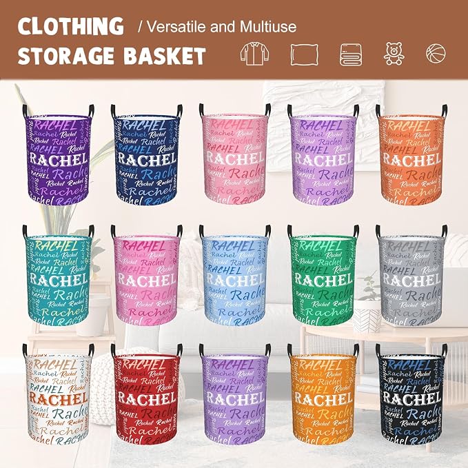 Custom Name Laundry Hamper, Personalized Laundry Basket with Name for Baby Boys Girls, Customized Collapsible Dirty Clothes Hamper Storage with Handles for Bedroom Bathroom Dorm Room Decor - Image 5