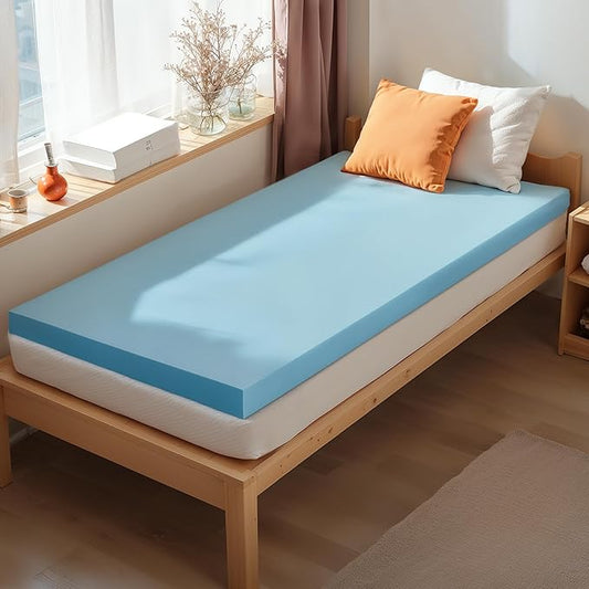 Subrtex Mattress Topper, Memory Foam Mattress Topper, Gel-Infused Memory Foam Topper for Side Stomach Sleepers, Breathable Bed Toppers for Sofa Bed (2 Inch, Twin XL)